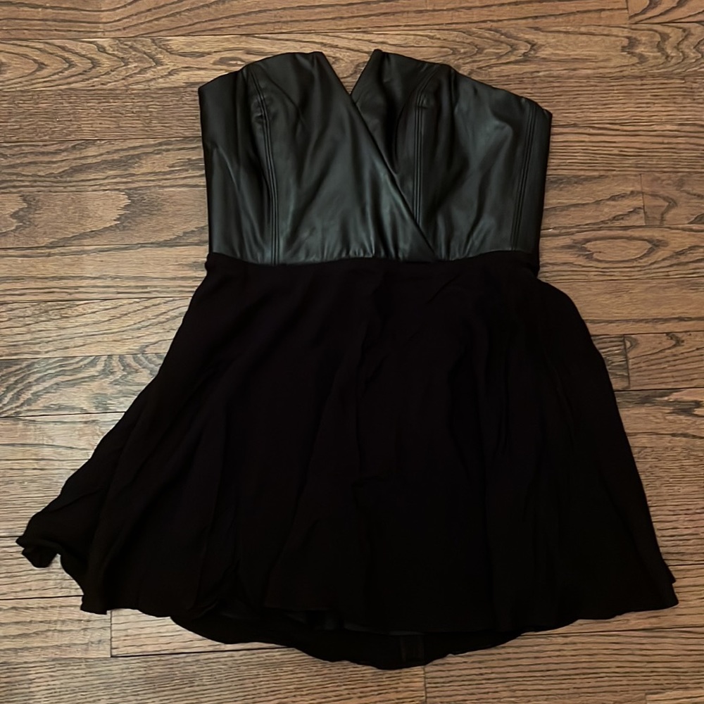 NAVEN MINI DRESS leather top /poly fully lined dress or tunic top.